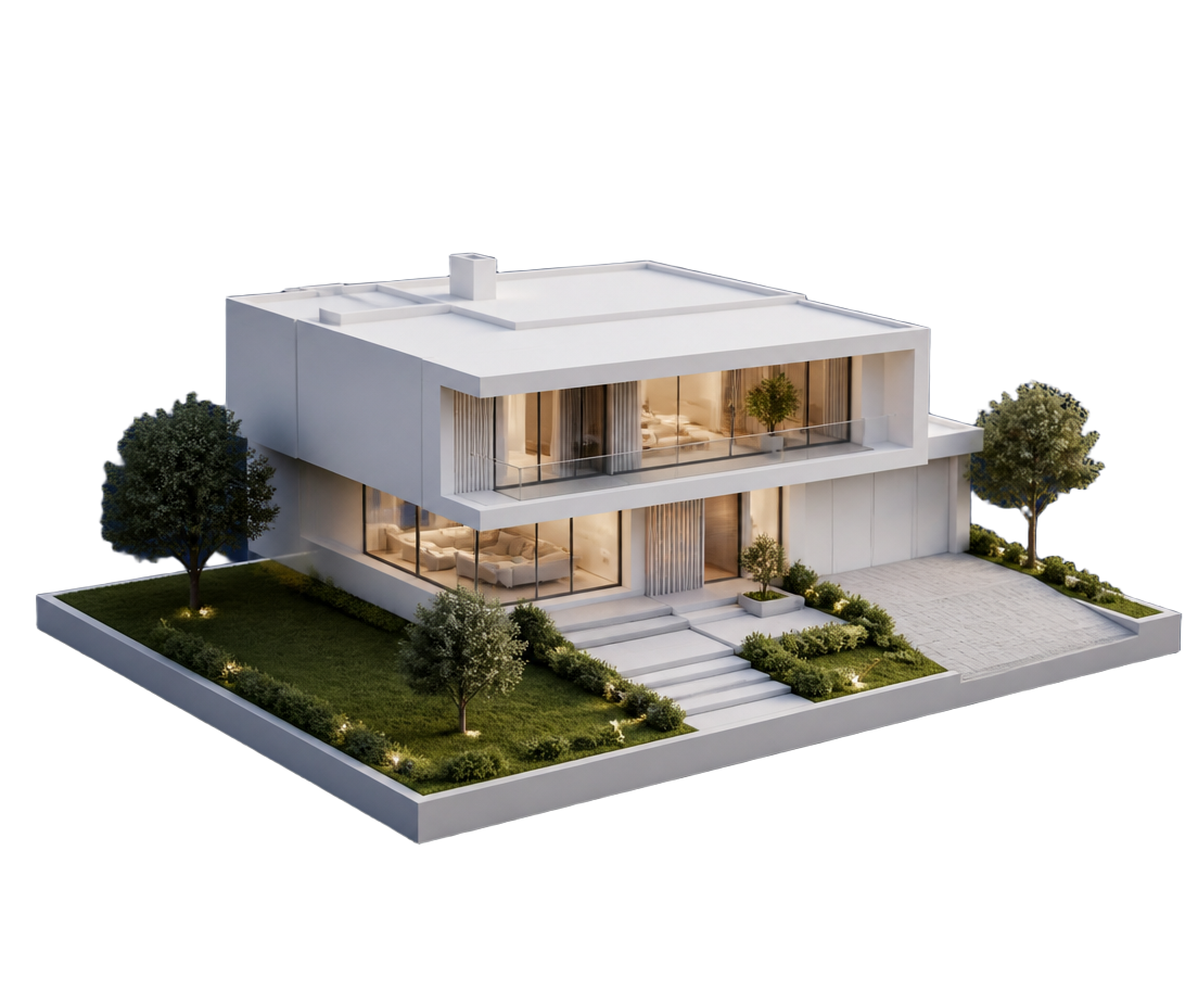 3D architectural model of a modern house